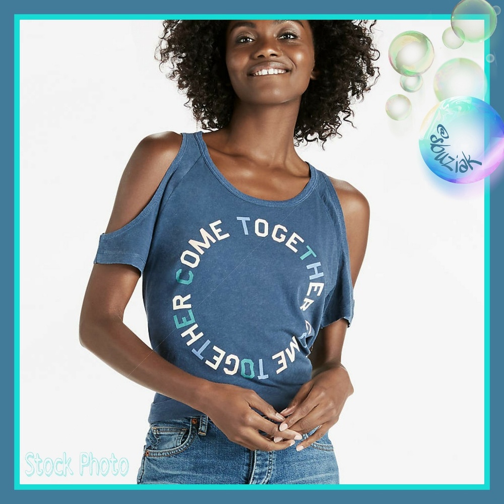 Lucky Brand "COME TOGETHER" Cold Shoulder T-Shirt